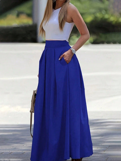 EMERY ROSE Spring/Summer Casual Solid Color Long Skirt