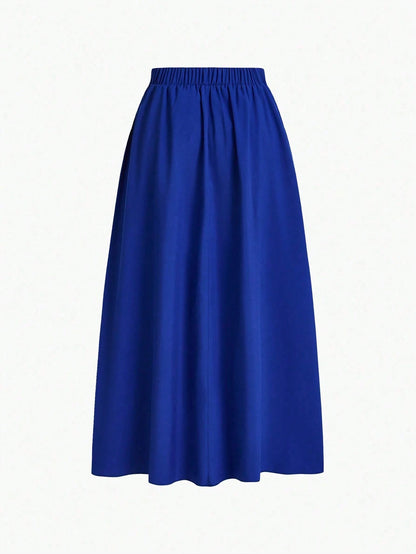 EMERY ROSE Spring/Summer Casual Solid Color Long Skirt