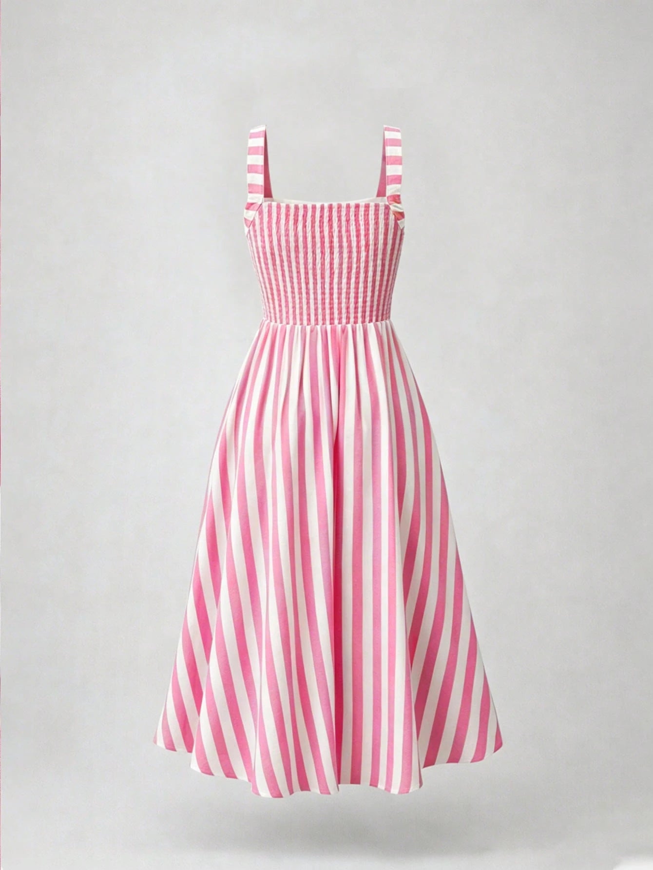 EMERY ROSE Vintage Sweetheart Style Striped Cami Dress, High Waist Slimming A-Line Flared Gentle Elegant Midi Dress