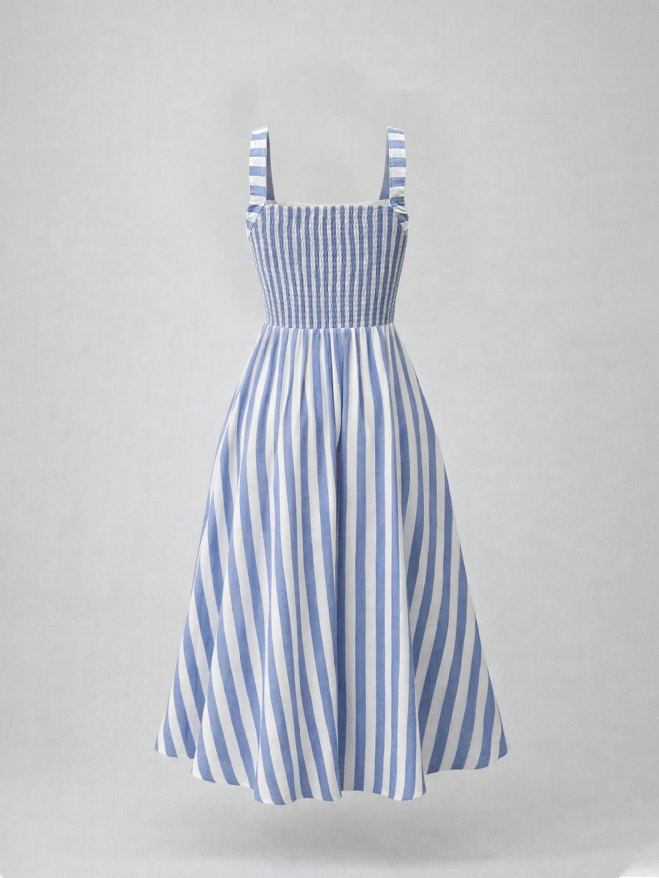 EMERY ROSE Vintage Sweetheart Style Striped Cami Dress, High Waist Slimming A-Line Flared Gentle Elegant Midi Dress