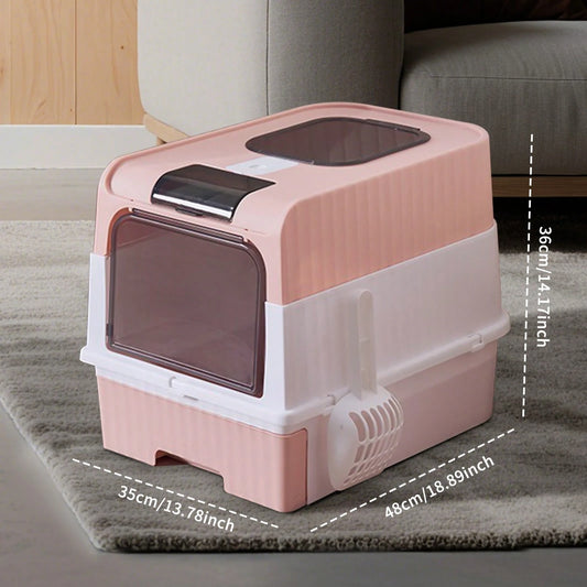 Enclosed Litter Tray- Sifting Scoop Kit, Pet Hygiene Box, Easy Clean Cat Accessories| Apartment Bedroom Bathroom Living Room For Apartment Bedroom Bathroom Living Room
