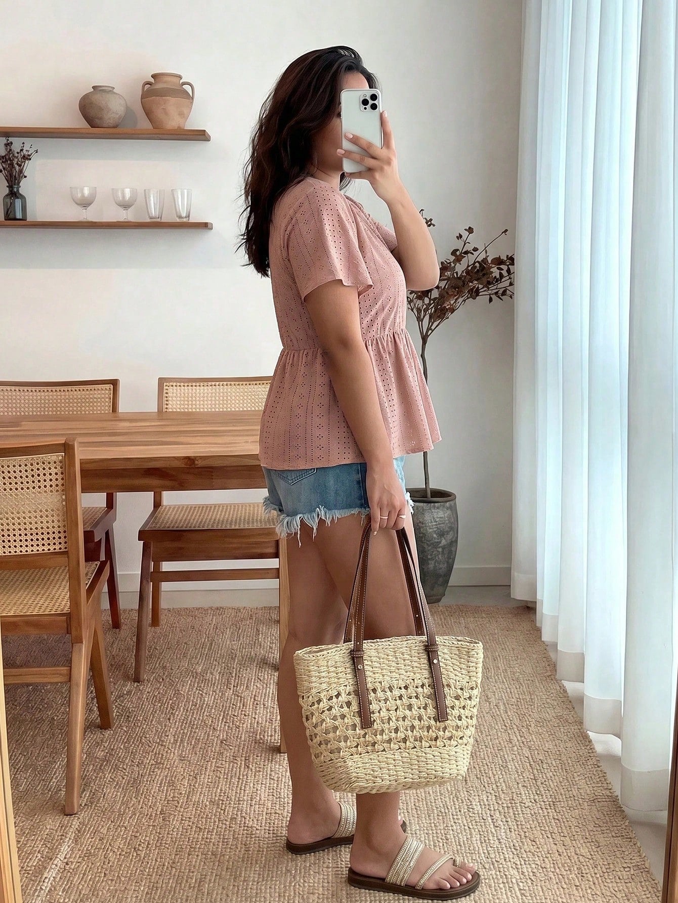 Enliva Jolene.Mendez Plus Size Women's Lace Patchwork Ruffle Short Sleeve T-Shirt, For Apple Rounded Body Shape, For Summer