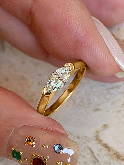ESBERRY 1 Piece Delicate And Elegant 925 Silver Four Claws Unique Shaped Diamond Ring Solitaire Engagement Ring Ladies Jewelry Gift Engagement Gift Party Gift