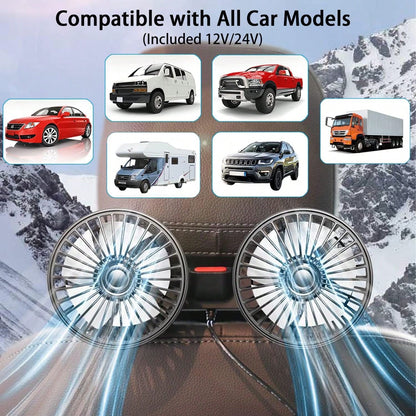 [Essential Car Accessories]360° Rotating 3-Speed Powerful Rear Seat Dual-Sided Car Cooling Fan- Suitable For Sedans, RVs, SUVs, With Adjustable Clips, Specially Designed For Rear-Seat Children As An