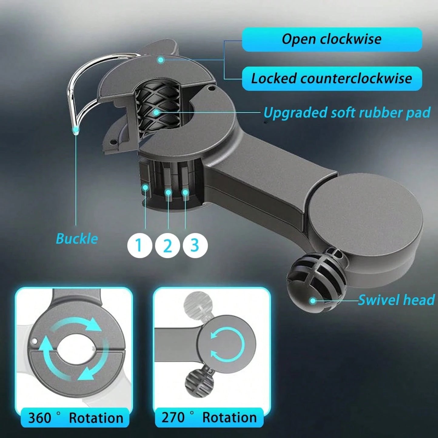 [Essential Car Accessories]360° Rotating 3-Speed Powerful Rear Seat Dual-Sided Car Cooling Fan- Suitable For Sedans, RVs, SUVs, With Adjustable Clips, Specially Designed For Rear-Seat Children As An