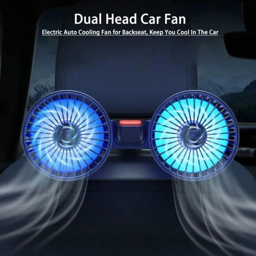 [Essential Car Accessories]360° Rotating 3-Speed Powerful Rear Seat Dual-Sided Car Cooling Fan- Suitable For Sedans, RVs, SUVs, With Adjustable Clips, Specially Designed For Rear-Seat Children As An
