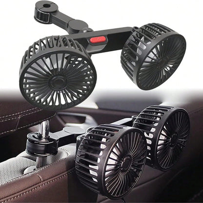 [Essential Car Accessories]360° Rotating 3-Speed Powerful Rear Seat Dual-Sided Car Cooling Fan- Suitable For Sedans, RVs, SUVs, With Adjustable Clips, Specially Designed For Rear-Seat Children As An