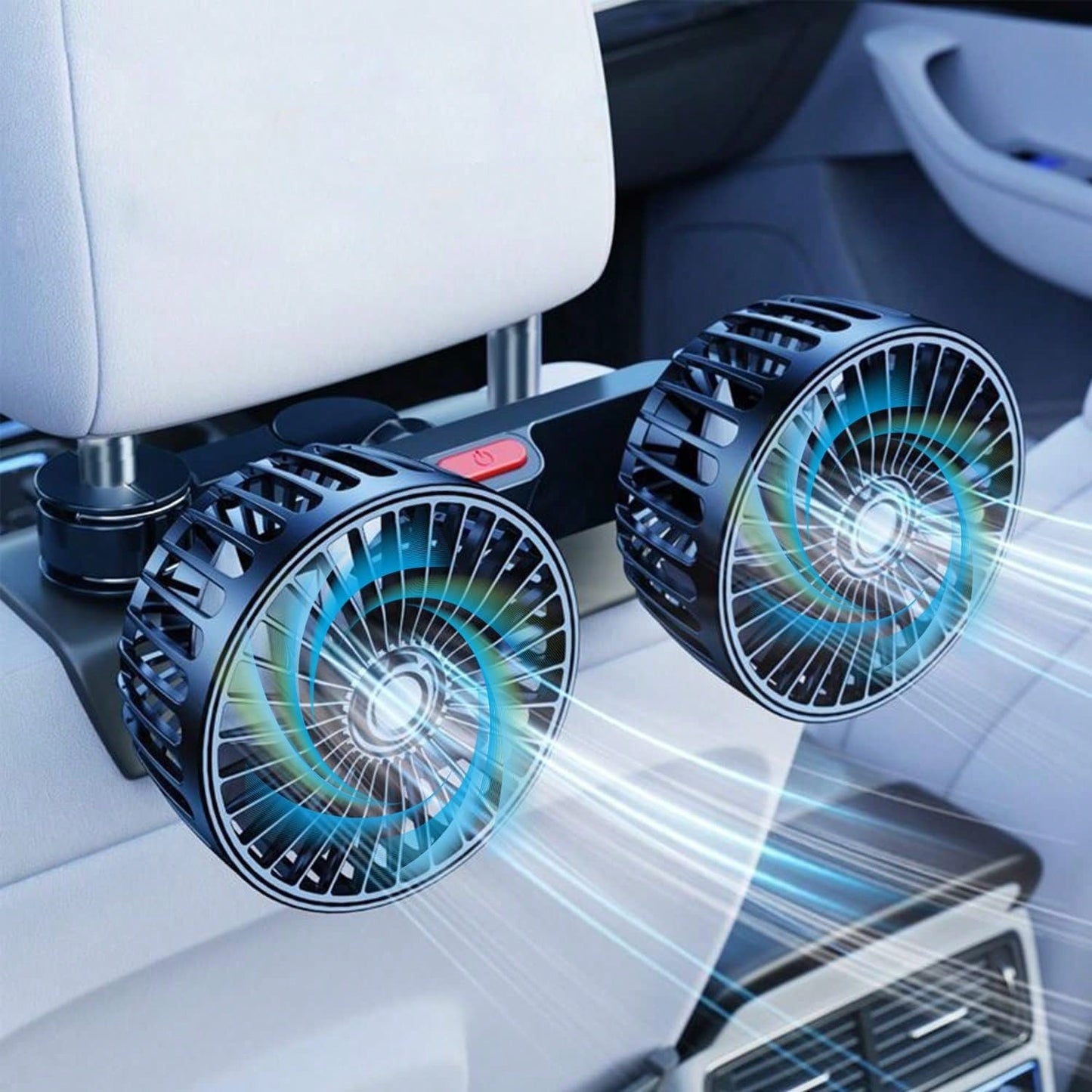 [Essential Car Accessories]360° Rotating 3-Speed Powerful Rear Seat Dual-Sided Car Cooling Fan- Suitable For Sedans, RVs, SUVs, With Adjustable Clips, Specially Designed For Rear-Seat Children As An