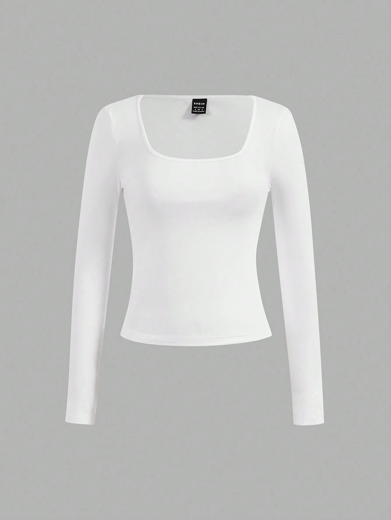 Essnce 4pcs/Set Women Casual Square Neck Long Sleeve Solid Color Versatile T-Shirts, Suitable For Spring And Autumn