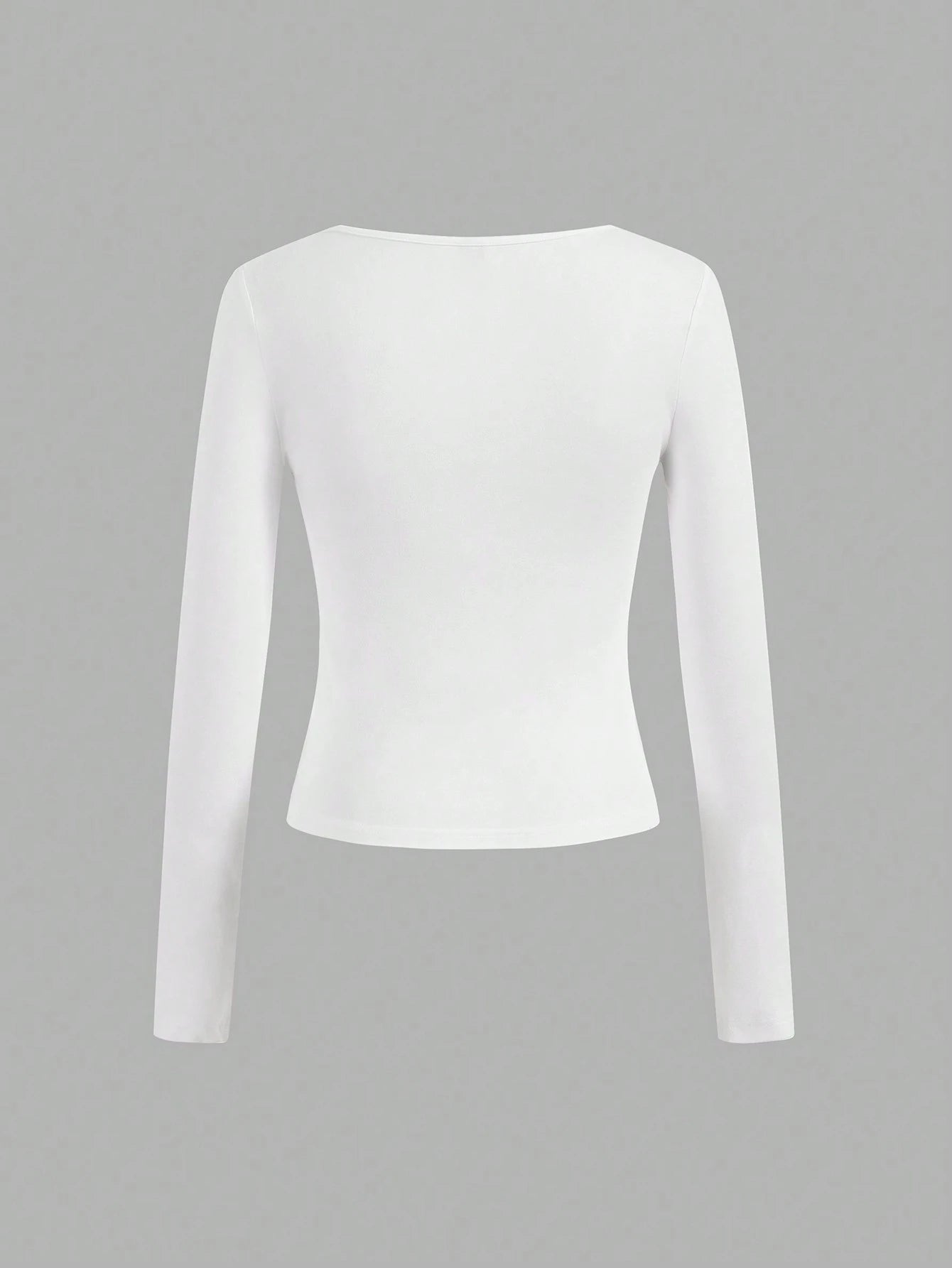 Essnce 4pcs/Set Women Casual Square Neck Long Sleeve Solid Color Versatile T-Shirts, Suitable For Spring And Autumn