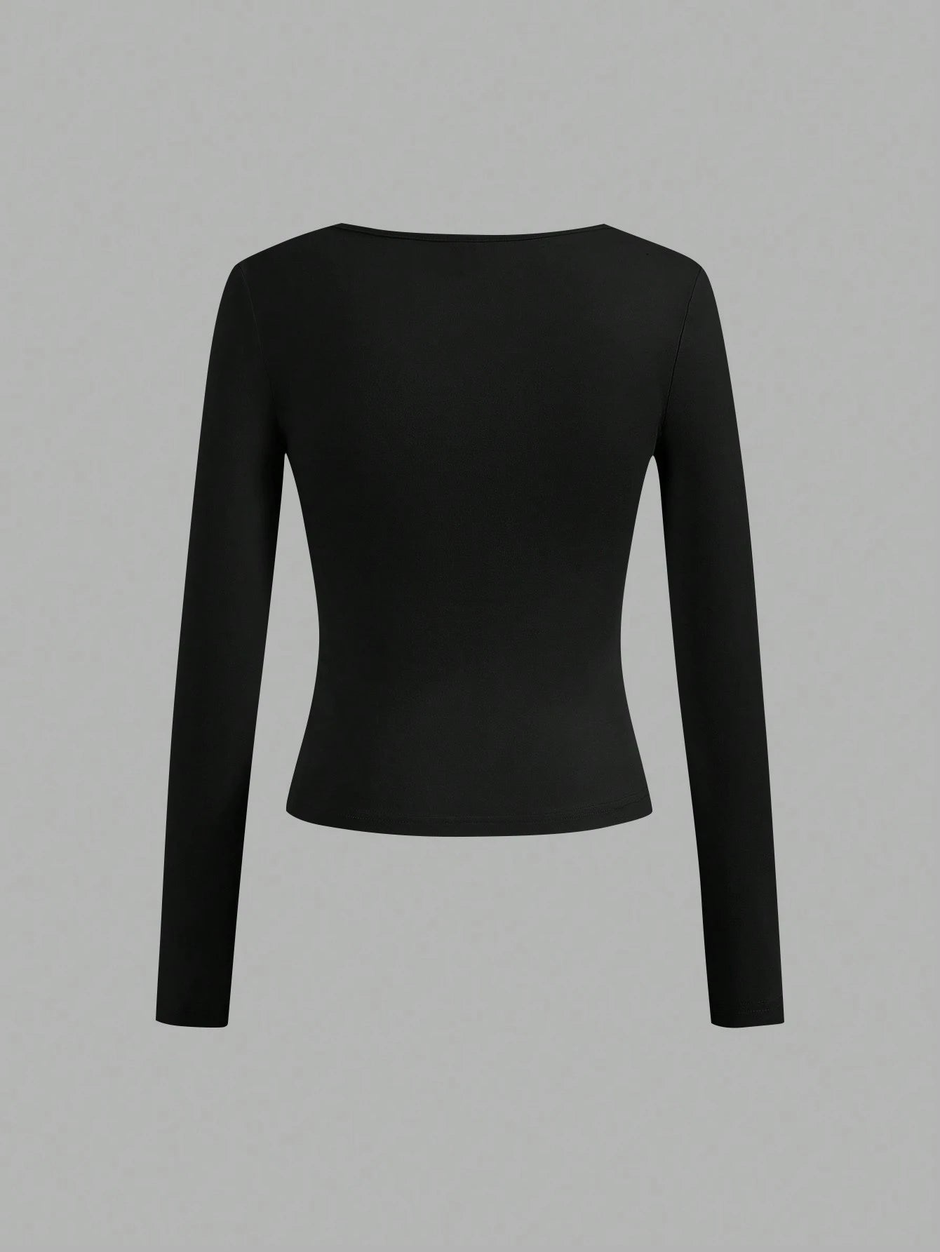 Essnce 4pcs/Set Women Casual Square Neck Long Sleeve Solid Color Versatile T-Shirts, Suitable For Spring And Autumn