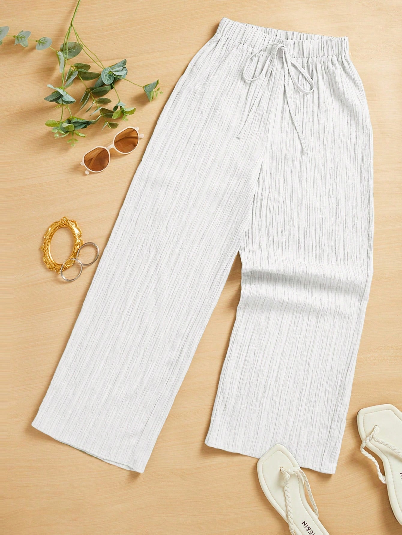 Essnce Women's Casual Simple Textured Long Pants Summer Spring Valentine Day New Years