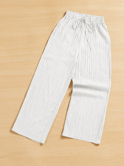 Essnce Women's Casual Simple Textured Long Pants Summer Spring Valentine Day New Years