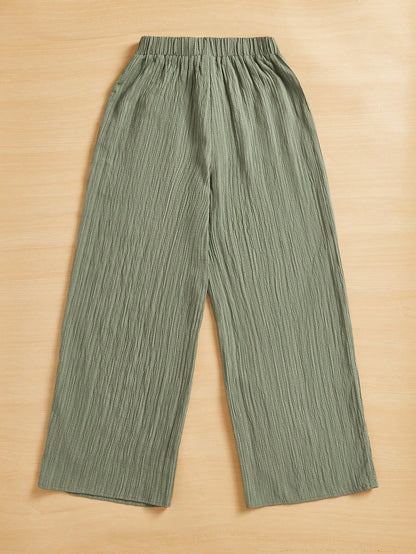Essnce Women's Casual Simple Textured Long Pants Summer Spring Valentine Day New Years