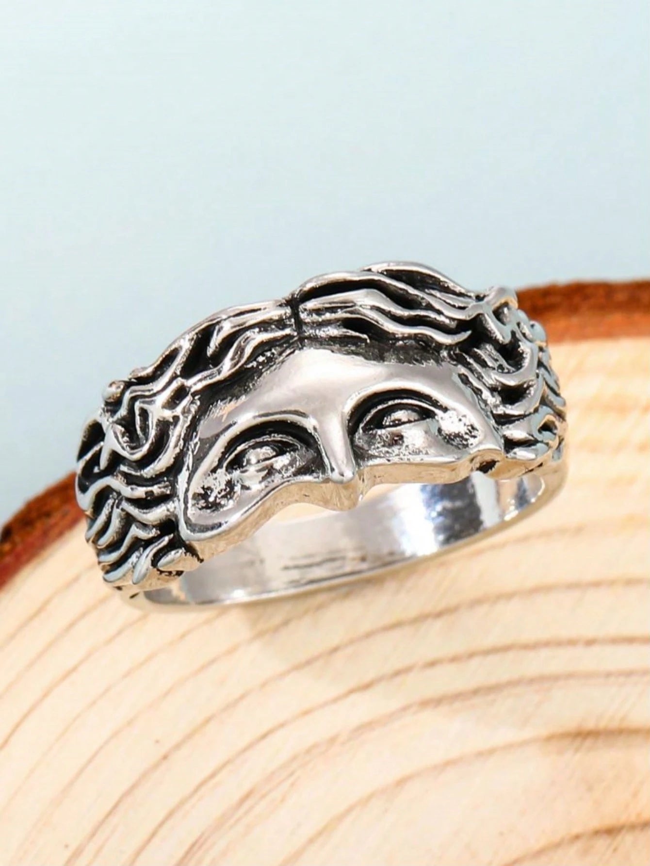 Eterna Glow 1PC Retro Half Face Ring Exaggerated Cool Style Ring with Minimalist Design