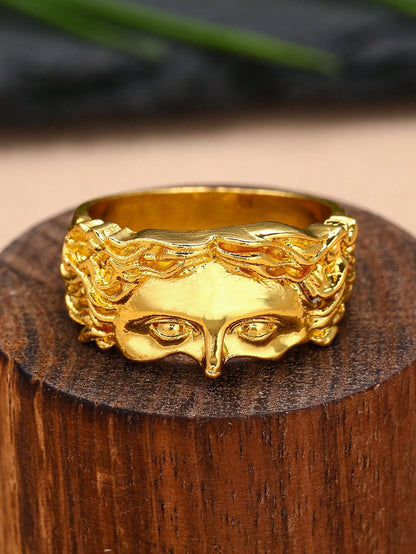 Eterna Glow 1PC Retro Half Face Ring Exaggerated Cool Style Ring with Minimalist Design