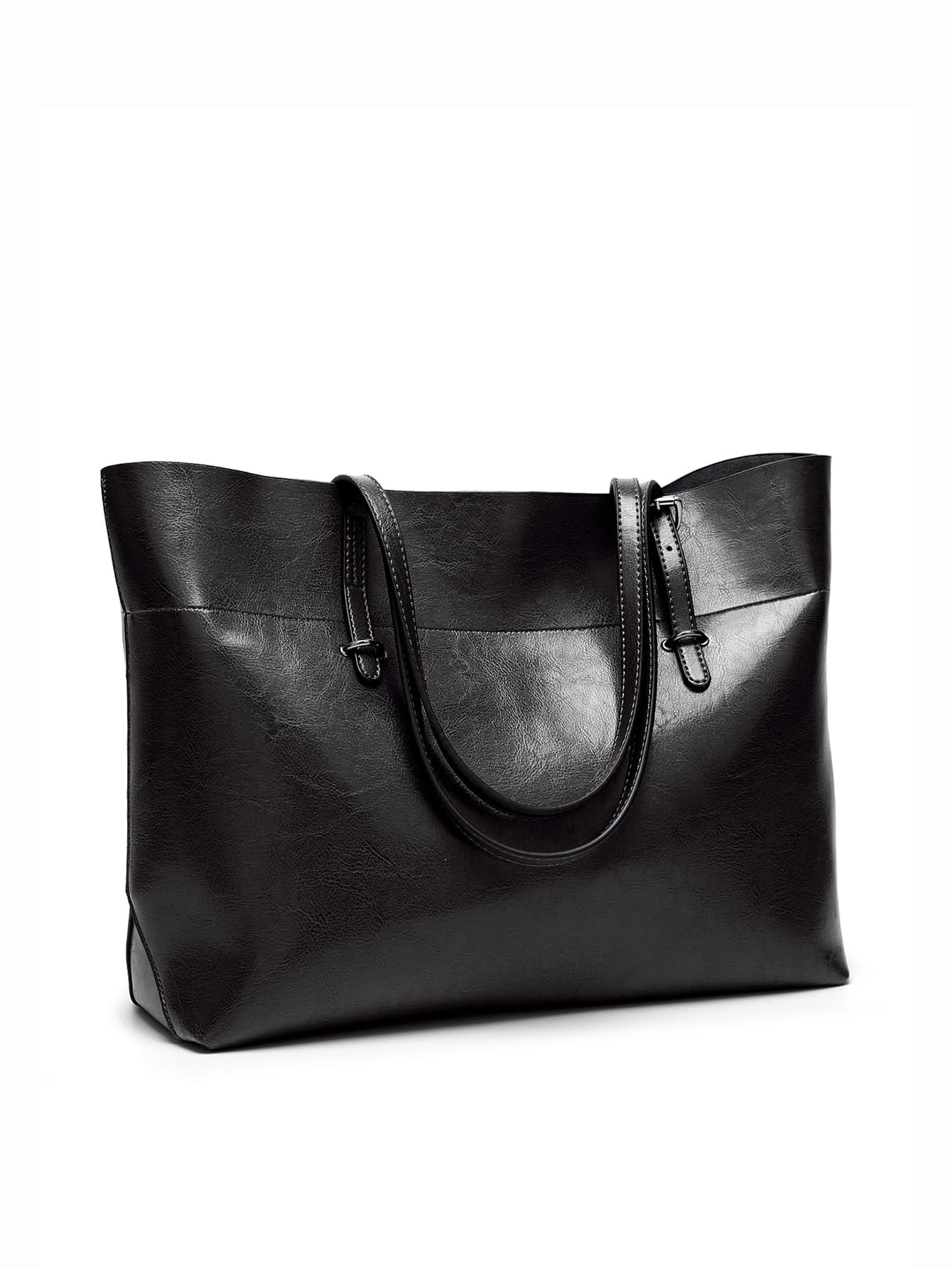 European And American Style Large Capacity Oil Leather Tote Bag With Casual And Simple Design, Perfect Gift For. Suitable For Office Lady, College Student And White Collar Worker, Office Bag & Busine