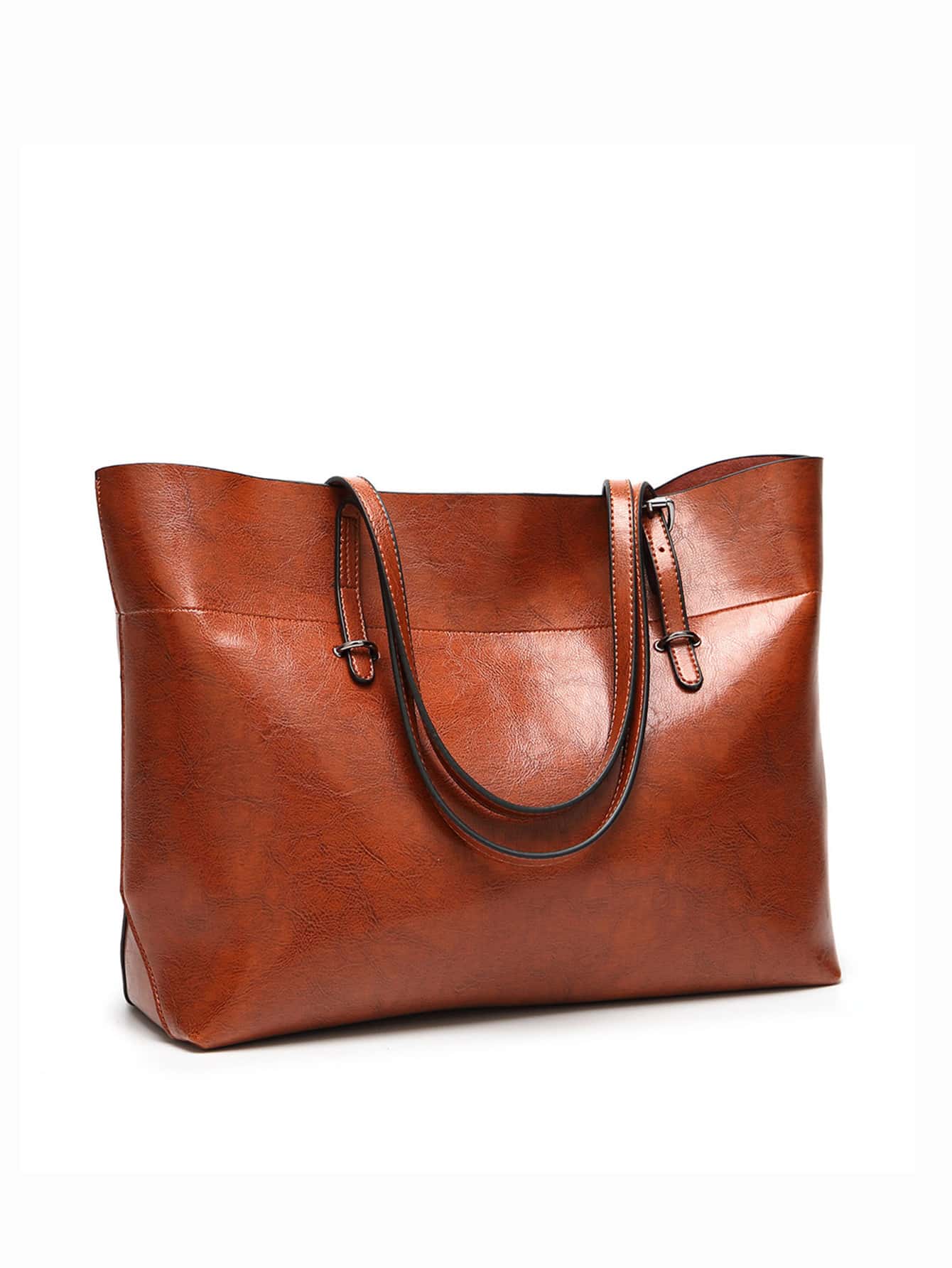 European And American Style Large Capacity Oil Leather Tote Bag With Casual And Simple Design, Perfect Gift For. Suitable For Office Lady, College Student And White Collar Worker, Office Bag & Busine