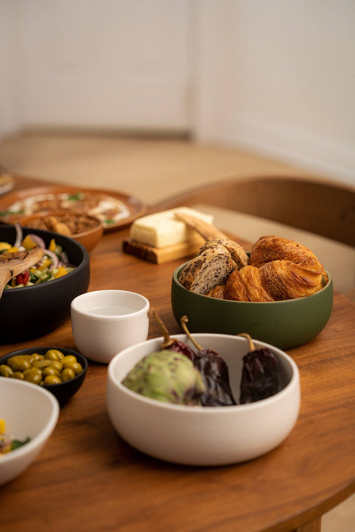 Ewa Stoneware Serving Coupelle, Matte Green