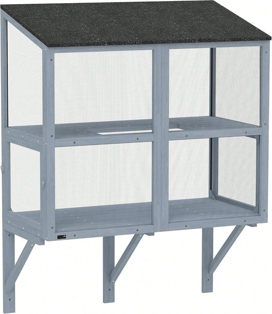 Expandable Window Box Enclosure For Multiple Indoor Cats, Comfortable Wooden Pet Perch House, All Weather Use, With 2 Doors, For Sunbathing, Napping, Overlooking, 39" L