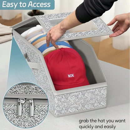 Extra Large Baseball Hat Organizer – Dustproof Hat Storage For Baseball Caps, Foldable Hat Box Organizer With Clear Window, Holds 12–24 Hats For Closet Or Travel, Perfect For Seasonal Storage And Disp