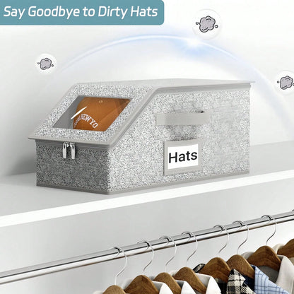 Extra Large Baseball Hat Organizer – Dustproof Hat Storage For Baseball Caps, Foldable Hat Box Organizer With Clear Window, Holds 12–24 Hats For Closet Or Travel, Perfect For Seasonal Storage And Disp