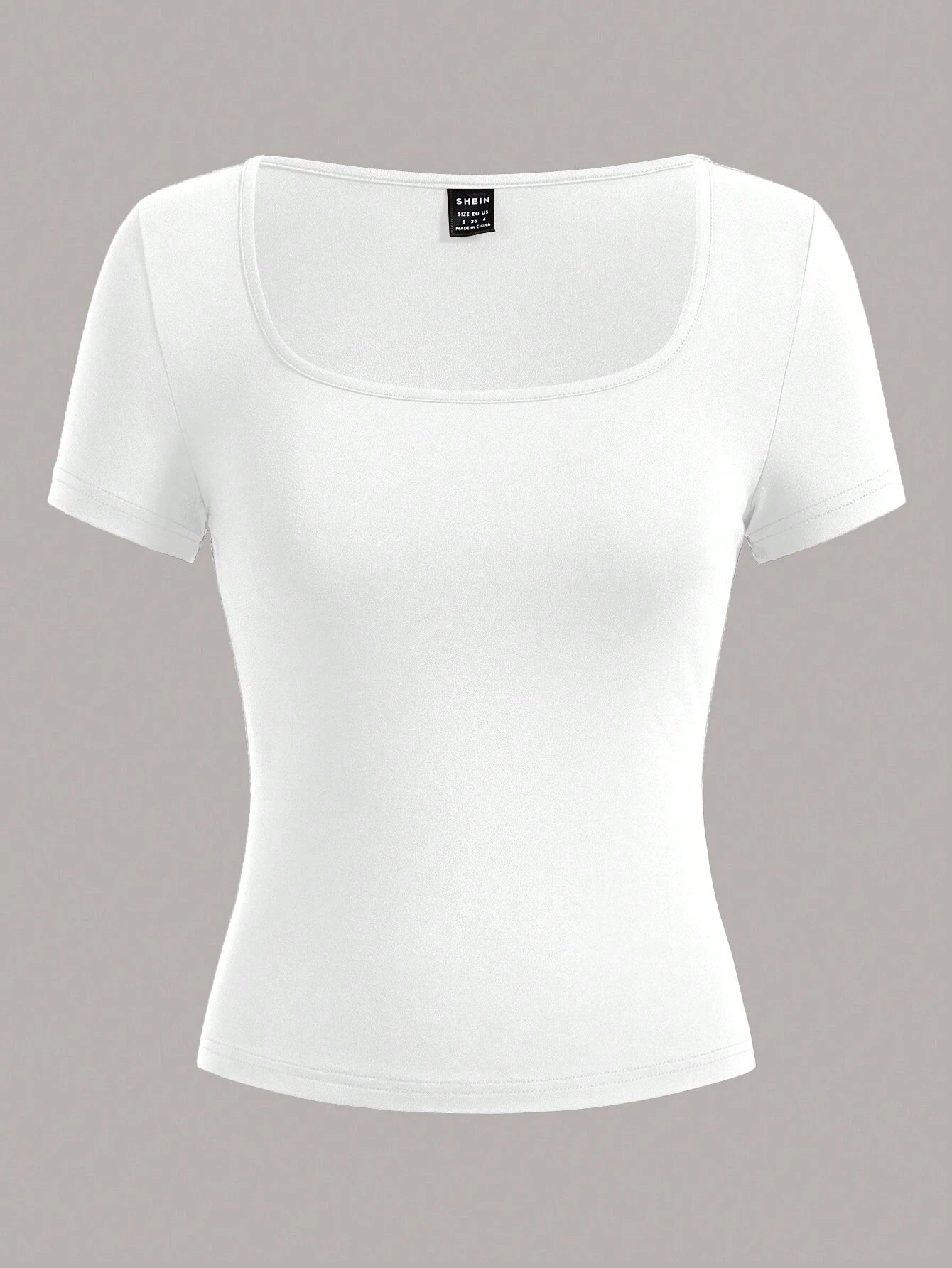 EZwear 3pcs Square Neck Short Sleeve Cropped Casual T-Shirt For Women, Summer Suitable For Going Out