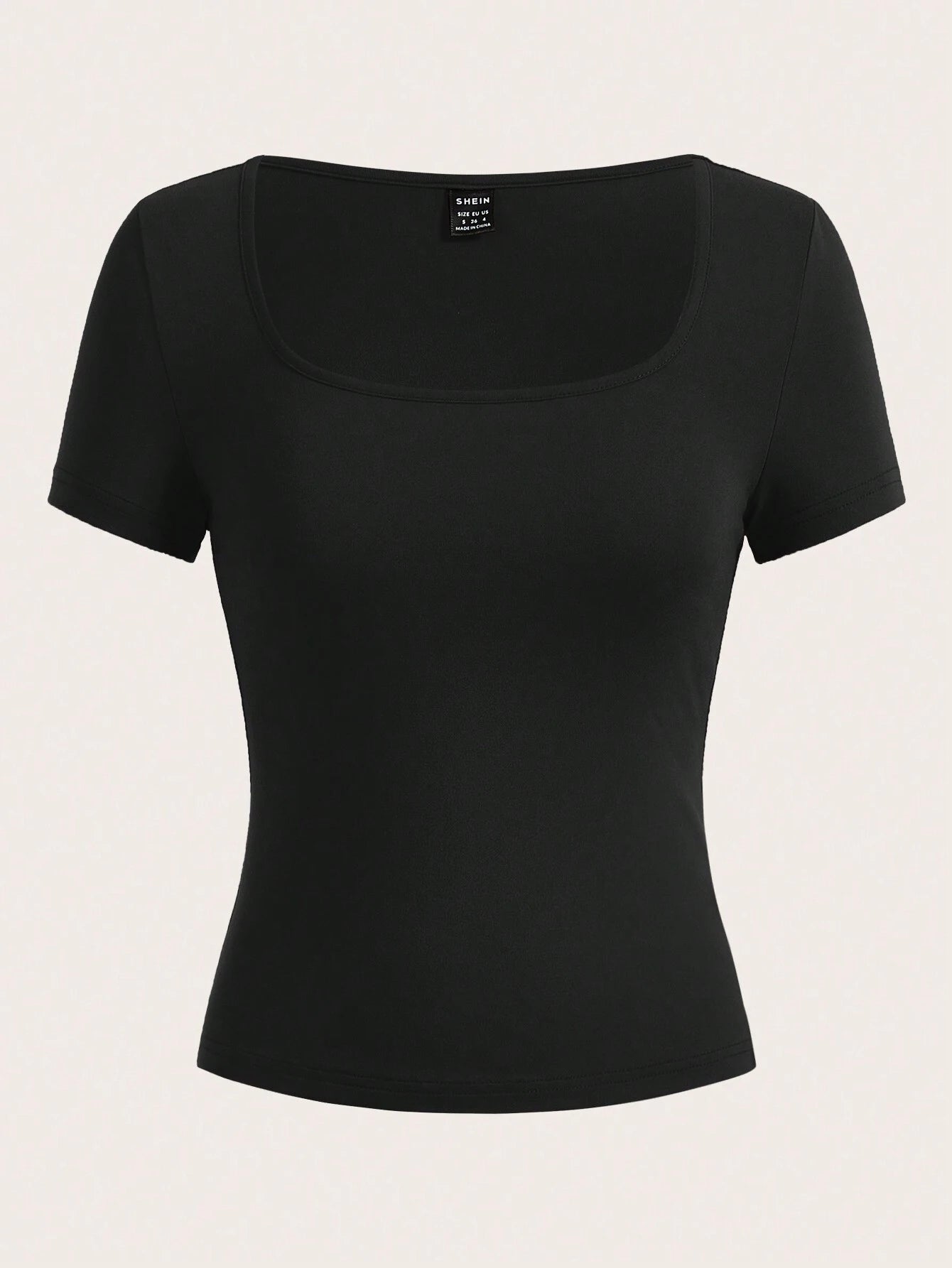 EZwear 3pcs Square Neck Short Sleeve Cropped Casual T-Shirt For Women, Summer Suitable For Going Out