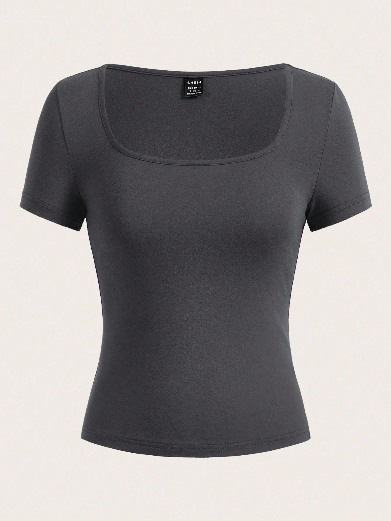EZwear 3pcs Square Neck Short Sleeve Cropped Casual T-Shirt For Women, Summer Suitable For Going Out