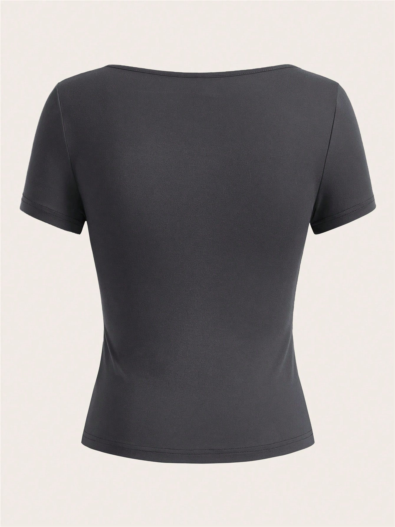 EZwear 3pcs Square Neck Short Sleeve Cropped Casual T-Shirt For Women, Summer Suitable For Going Out
