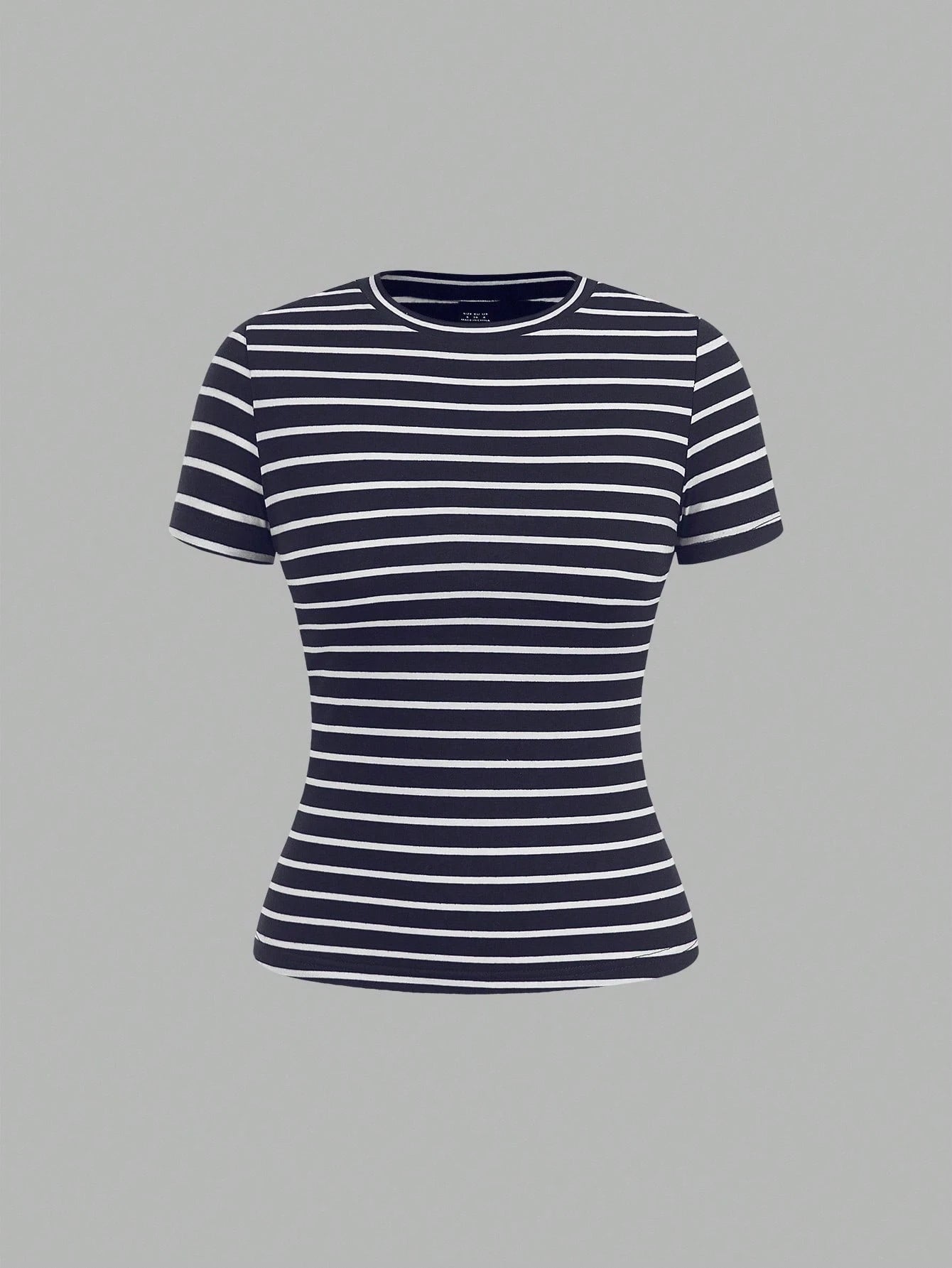 EZwear 4 Pieces Set Casual Simple Basic Striped Round Neck Short Sleeve T-Shirts, Suitable For Spring/Summer, Beach, Music Festivals Suitable For Going Out