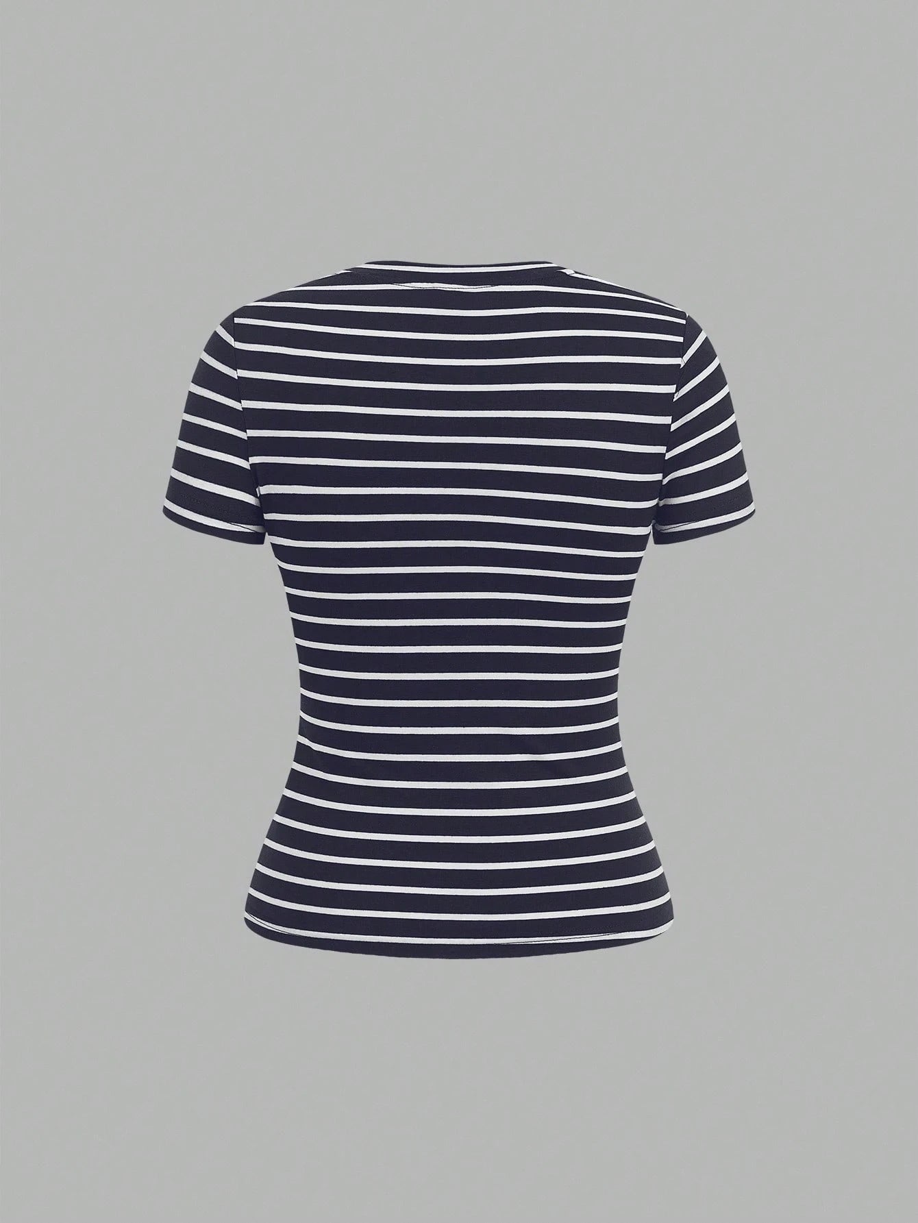 EZwear 4 Pieces Set Casual Simple Basic Striped Round Neck Short Sleeve T-Shirts, Suitable For Spring/Summer, Beach, Music Festivals Suitable For Going Out
