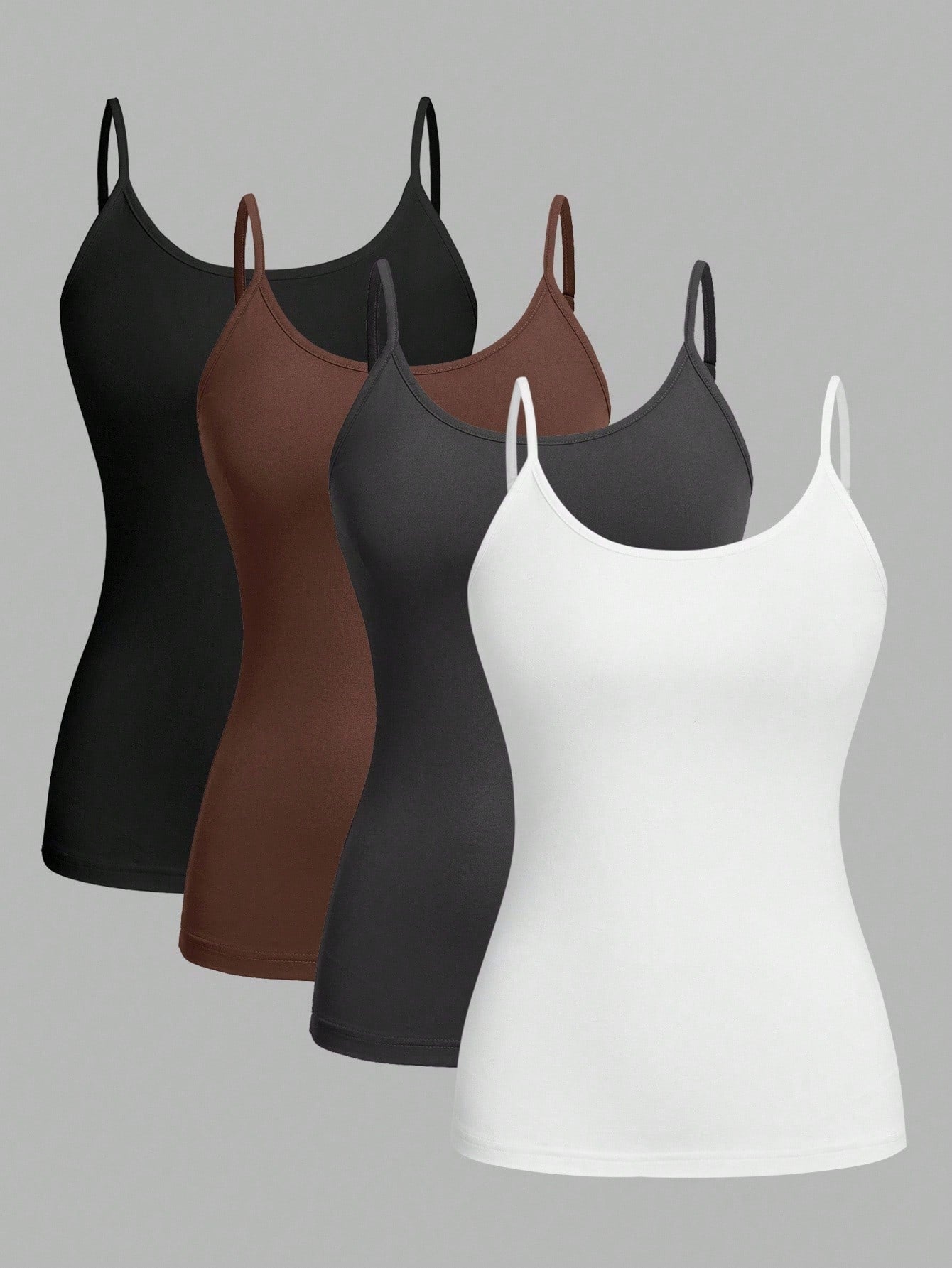 EZwear 4pcs/Set Plus Size Women Casual Cami Tops, Suitable For Summer Back To School