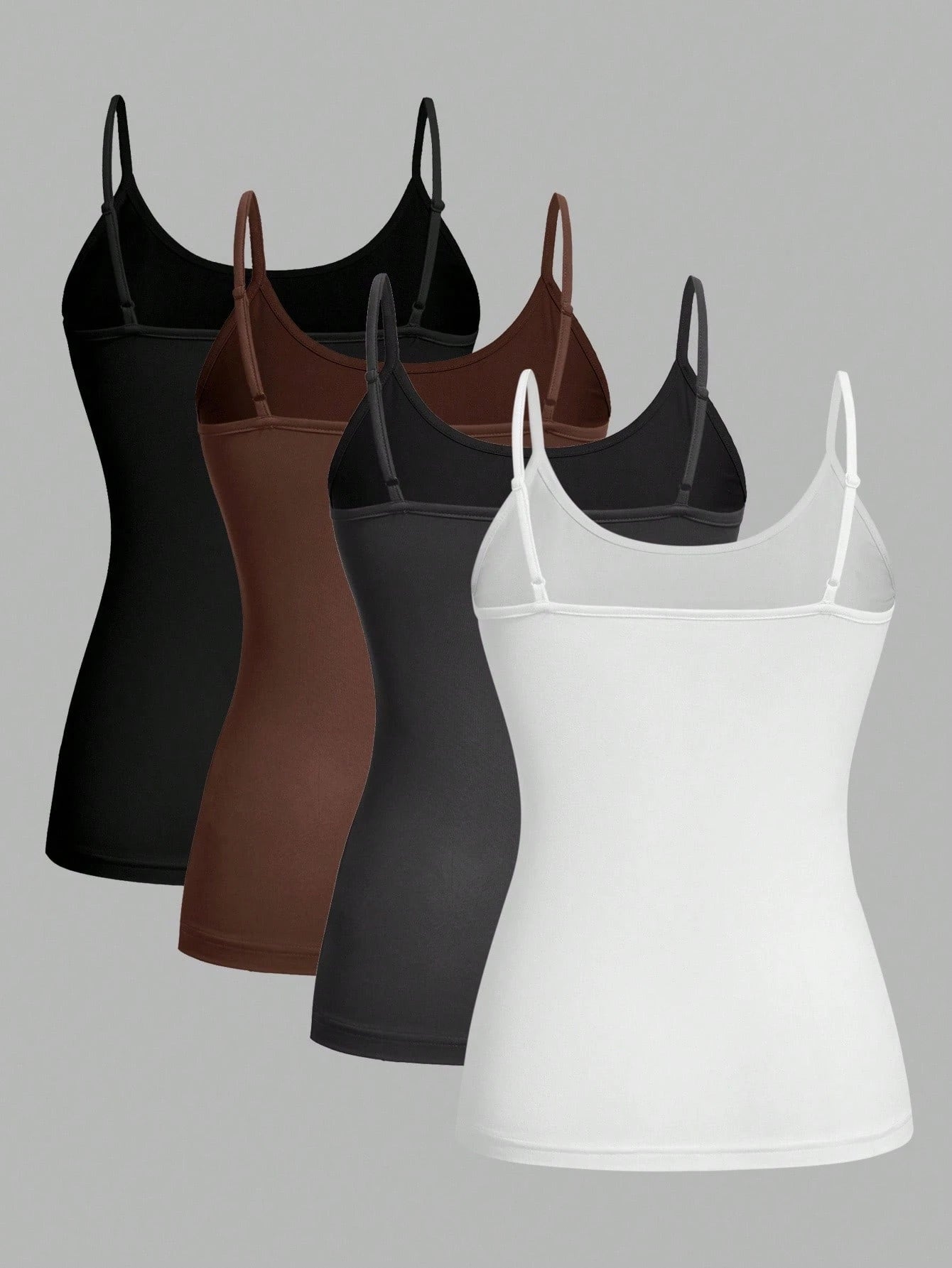 EZwear 4pcs/Set Plus Size Women Casual Cami Tops, Suitable For Summer Back To School