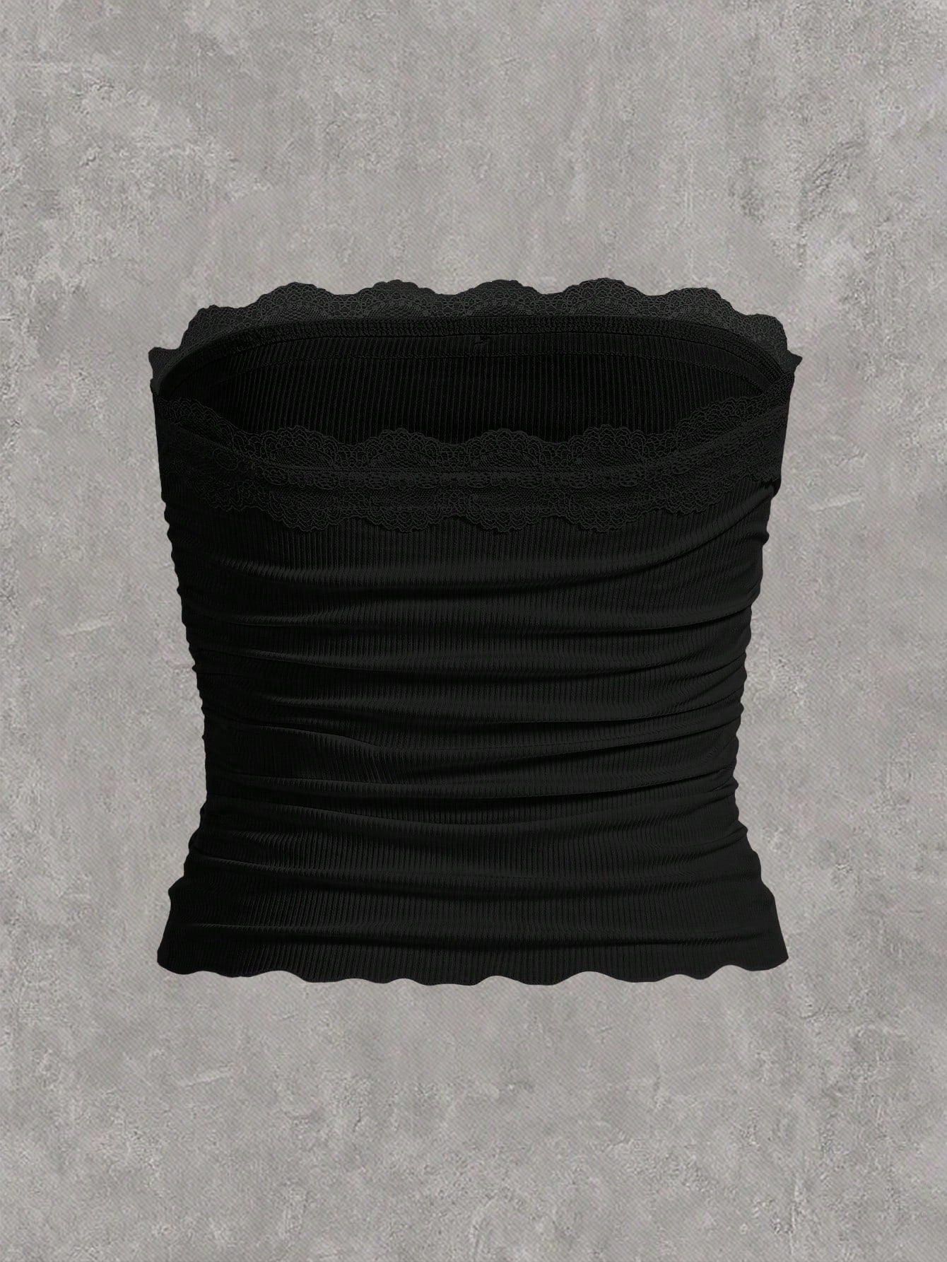 EZwear Plus Scallop Trim Ruched Tube Top