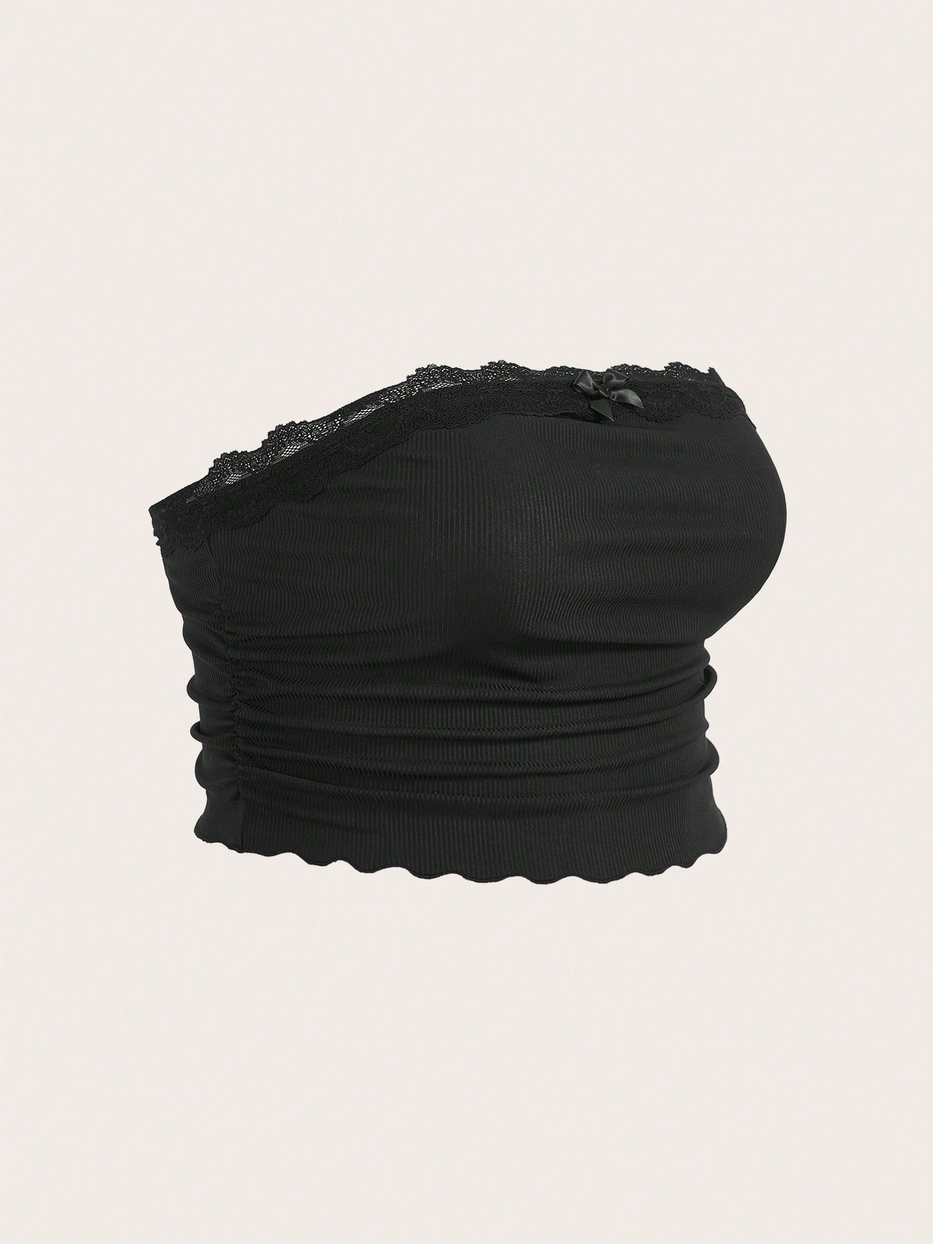 EZwear Plus Scallop Trim Ruched Tube Top