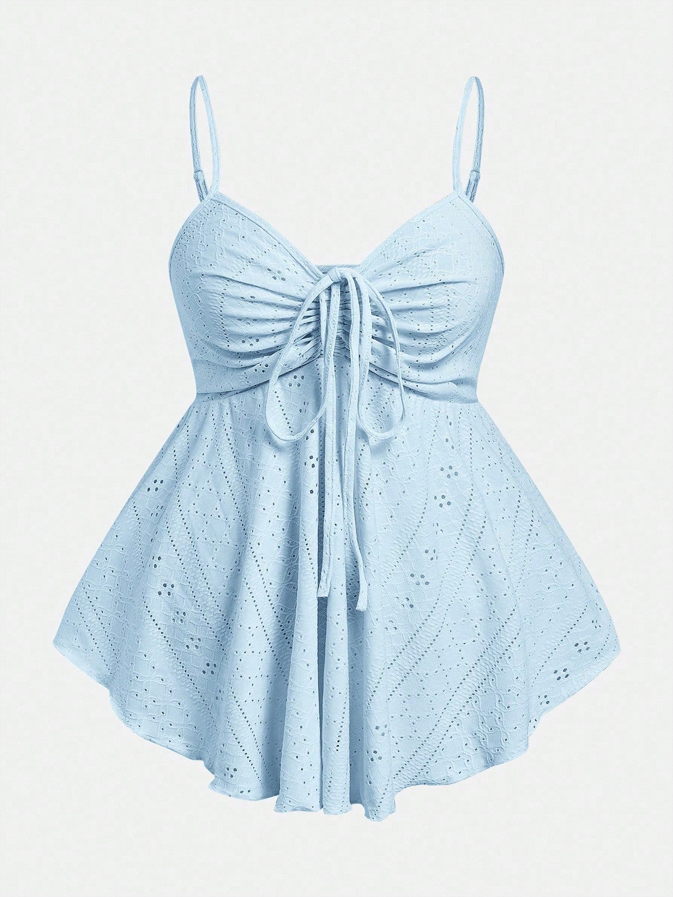 EZwear Plus Size Casual Minimalist Light Blue Knitted Camisole