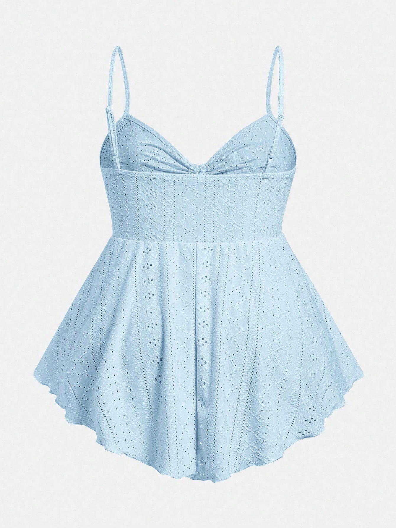 EZwear Plus Size Casual Minimalist Light Blue Knitted Camisole