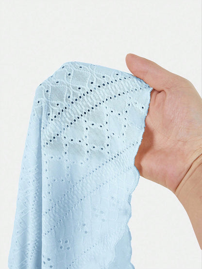 EZwear Plus Size Casual Minimalist Light Blue Knitted Camisole