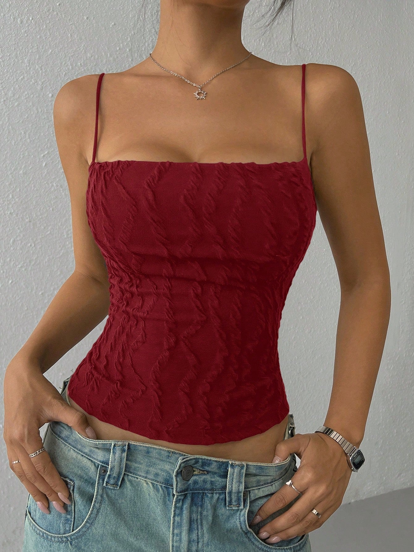 EZwear Women's Solid Color Spaghetti Strap Simple Casual Tank Top, Everyday Wear
