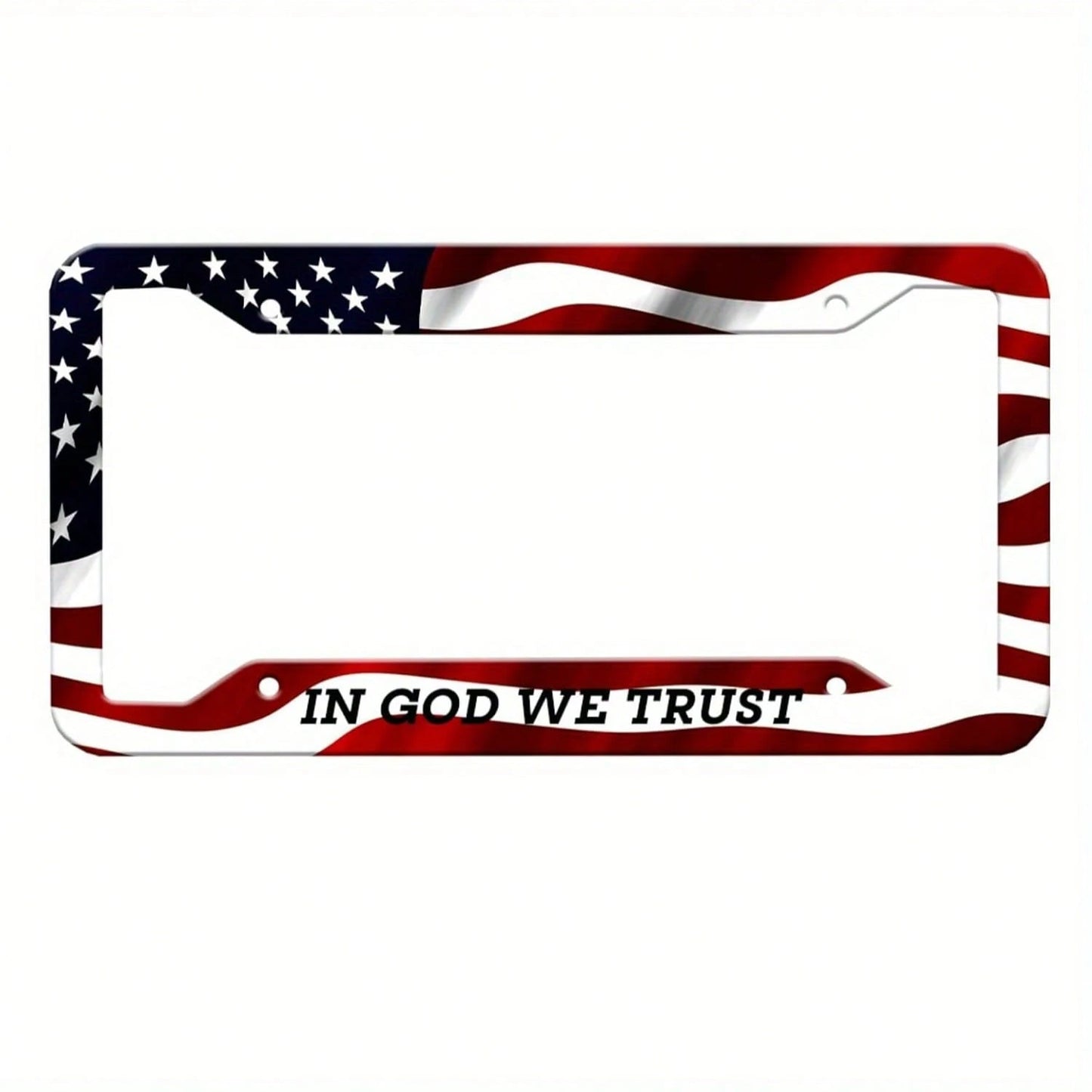 Faith Eagle Flag License Plate Frame| Independence Day Theme, Universal Four-Hole Adapter, US Standard Size 12.2X 6.3inch, Aluminum Alloy Material,Car Must Haves,Car Picks,Gifts,Car Decor,Car Cover,C