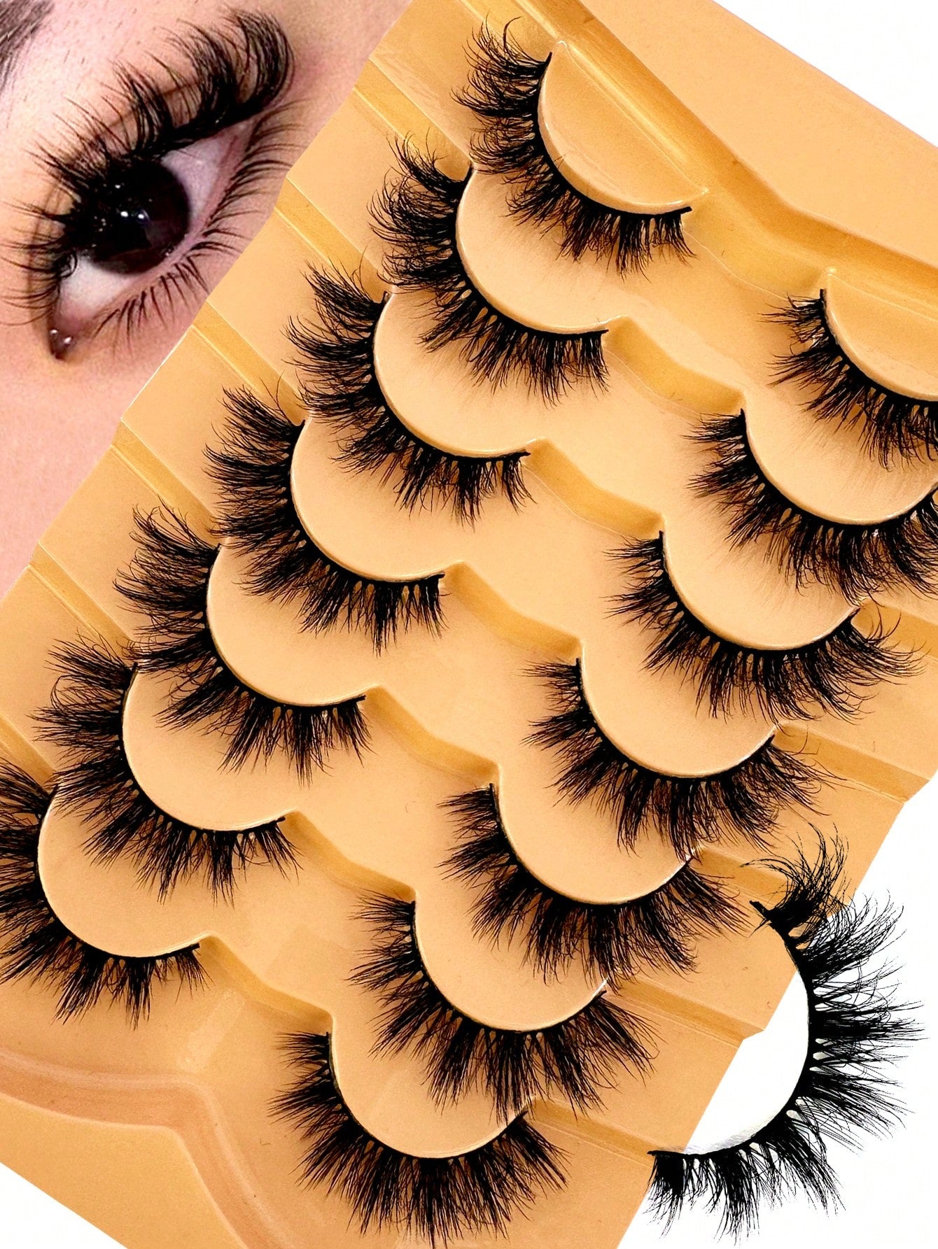 False Eyelashes Wispy Lashes Natural Look Fake Eyelashes Cat Eye Lashes Mink Fluffy Strip False Lashes Fox Eye Lashes Pack 7 Pairs