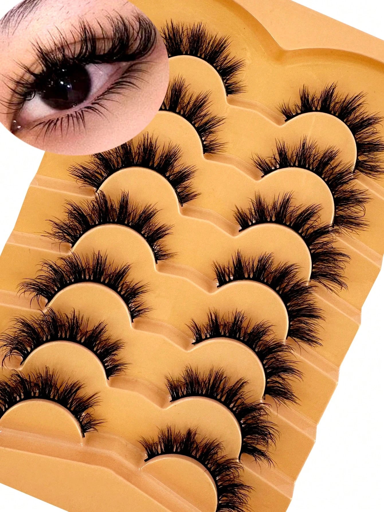 False Eyelashes Wispy Lashes Natural Look Fake Eyelashes Cat Eye Lashes Mink Fluffy Strip False Lashes Fox Eye Lashes Pack 7 Pairs