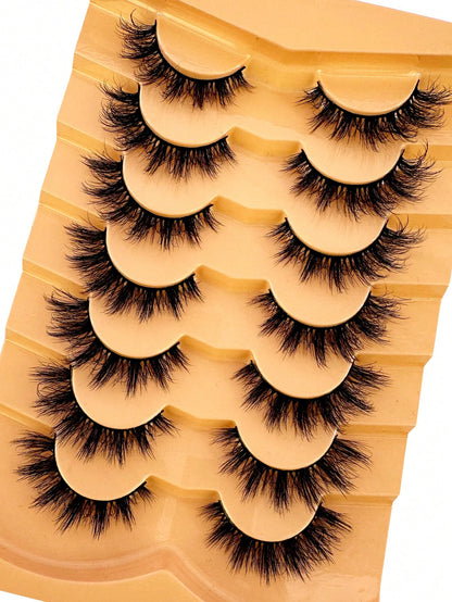 False Eyelashes Wispy Lashes Natural Look Fake Eyelashes Cat Eye Lashes Mink Fluffy Strip False Lashes Fox Eye Lashes Pack 7 Pairs