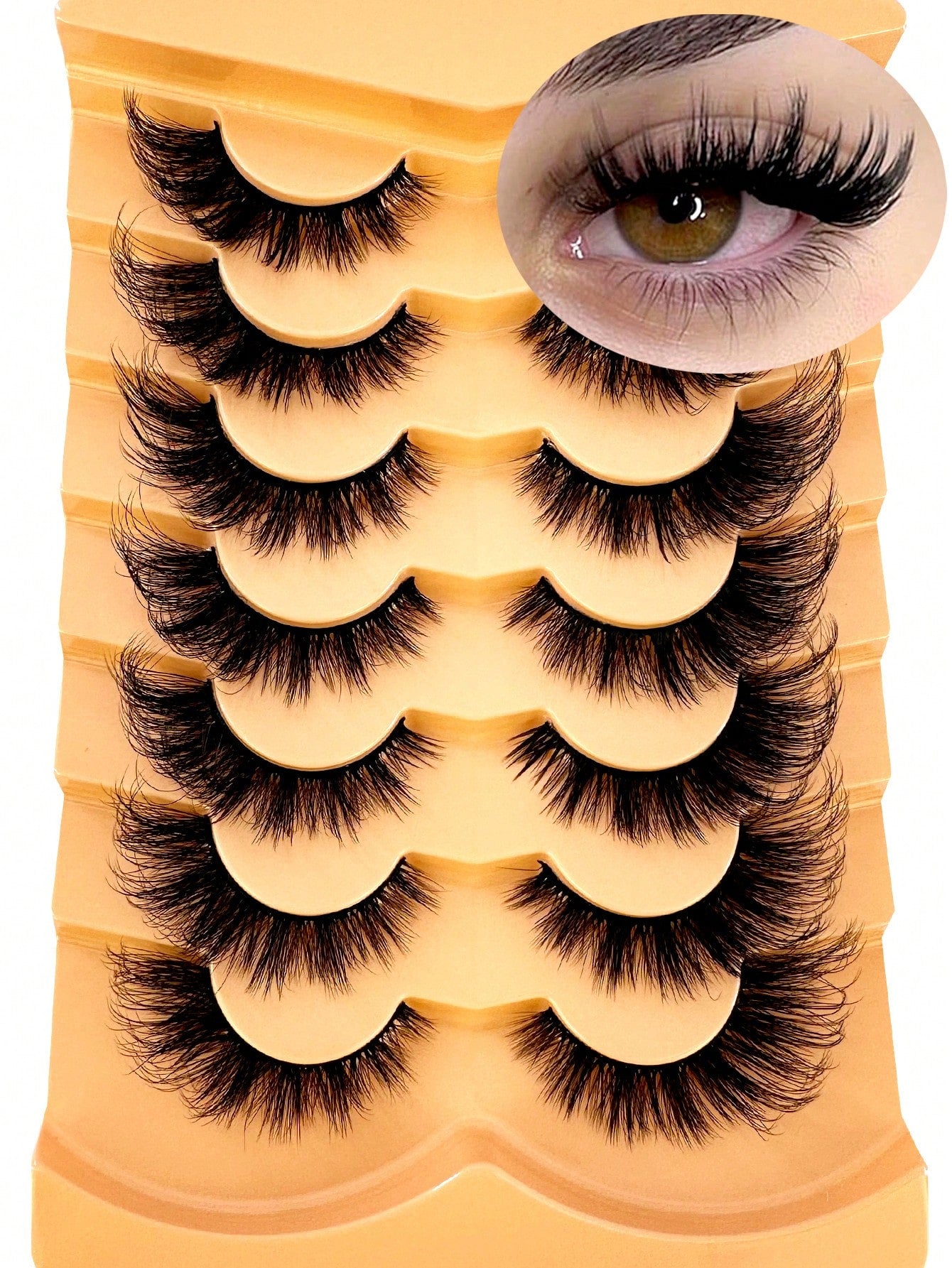 False Eyelashes Wispy Lashes Natural Look Fake Eyelashes Cat Eye Lashes Mink Fluffy Strip False Lashes Fox Eye Lashes Pack 7 Pairs