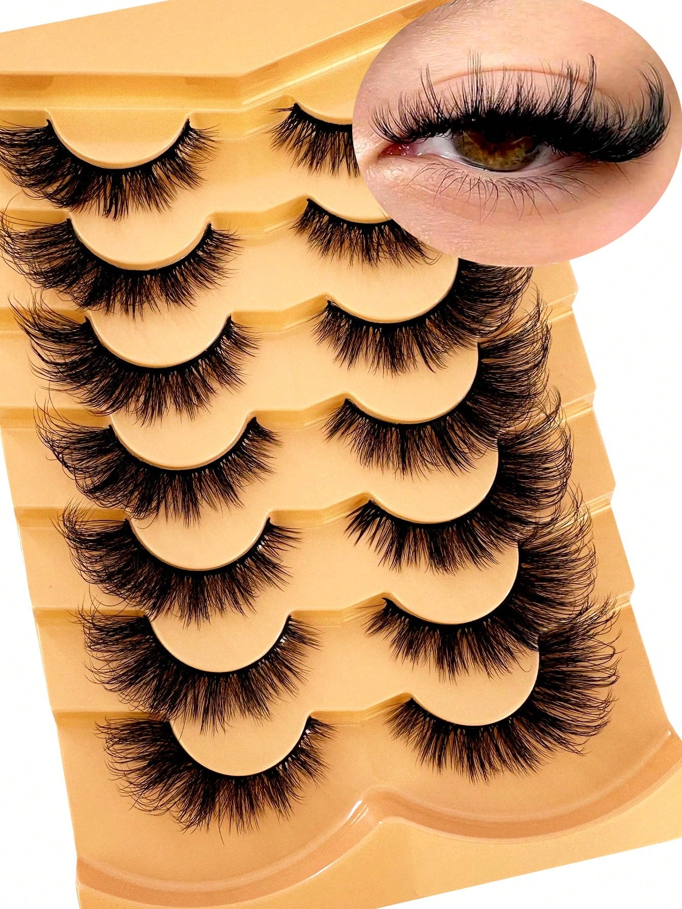 False Eyelashes Wispy Lashes Natural Look Fake Eyelashes Cat Eye Lashes Mink Fluffy Strip False Lashes Fox Eye Lashes Pack 7 Pairs