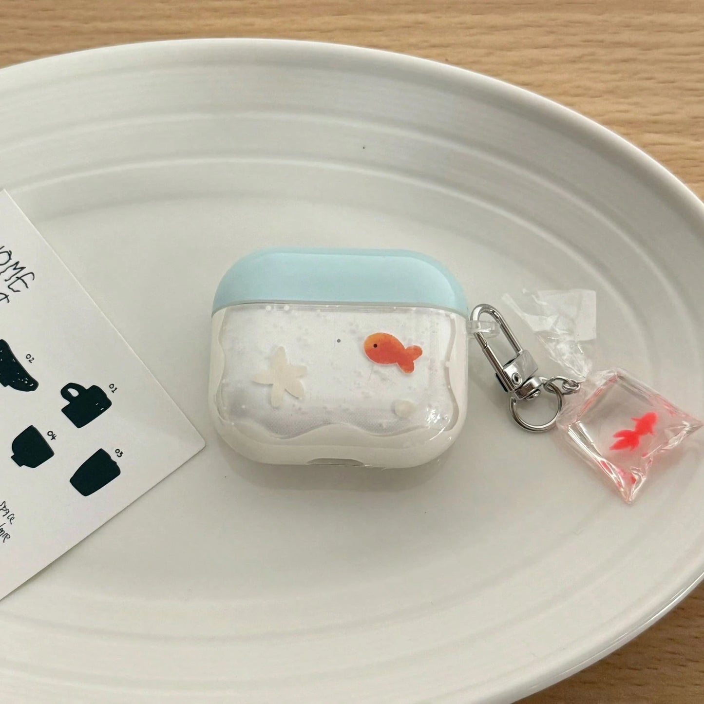 Fashion Creative Blue Bubble Fish + Plastic Bag Goldfish Earphone Case Compatible With AirPods Pro 3 New Pro 2 Protective Cover Pro Cute Apple 4 Minimalist 3 Personalized 1/2 Generation Girls Earphone