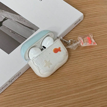Fashion Creative Blue Bubble Fish + Plastic Bag Goldfish Earphone Case Compatible With AirPods Pro 3 New Pro 2 Protective Cover Pro Cute Apple 4 Minimalist 3 Personalized 1/2 Generation Girls Earphone