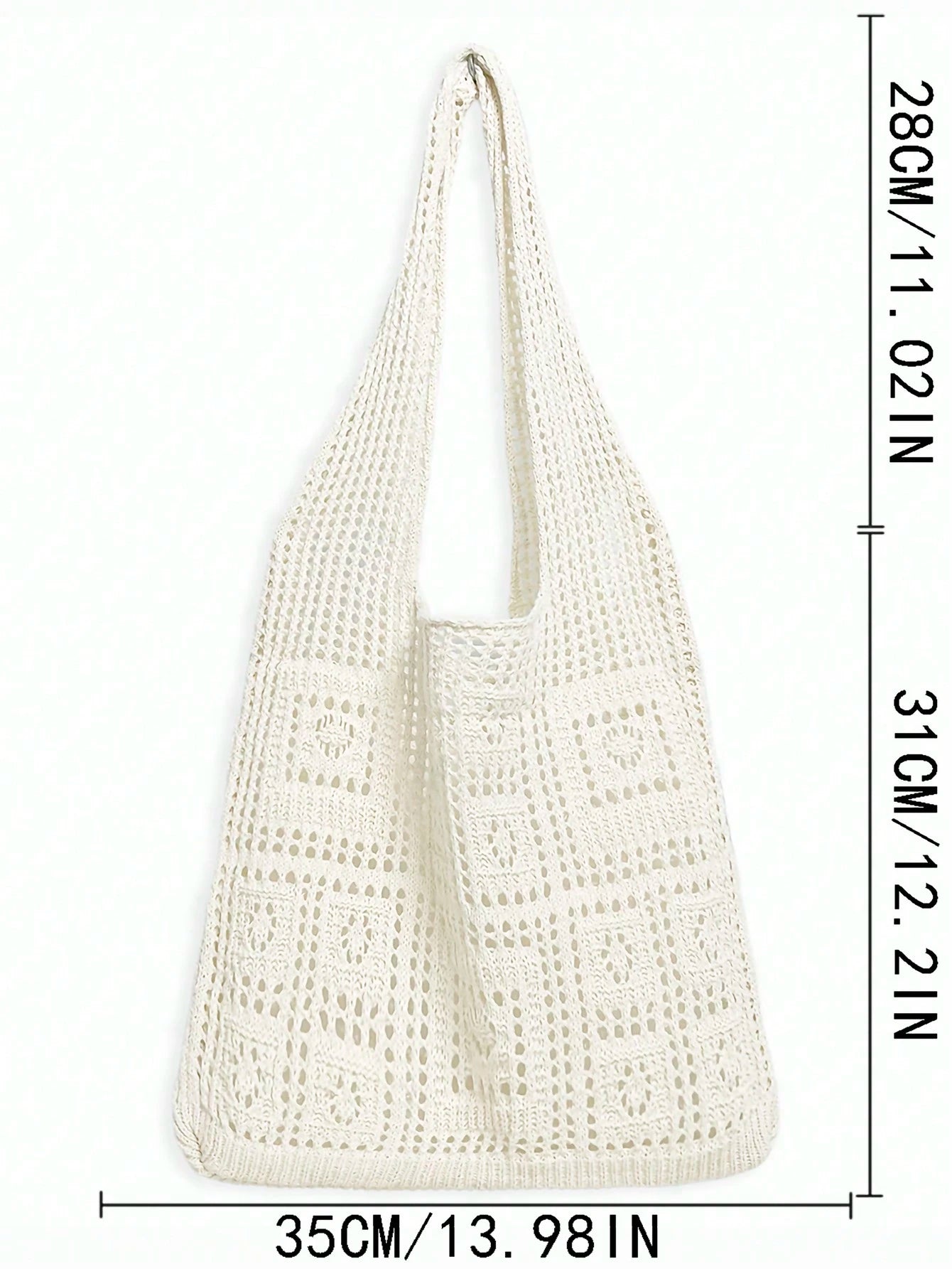 Fashion Essential: Women's Crochet Knit Beach Tote Bag, Hollow Design, Large Capacity, Foldable, With Carrying Strap, Designed For Women. It's Perfect For Beach Trips Due To Its Sand-Proof Feature; Al