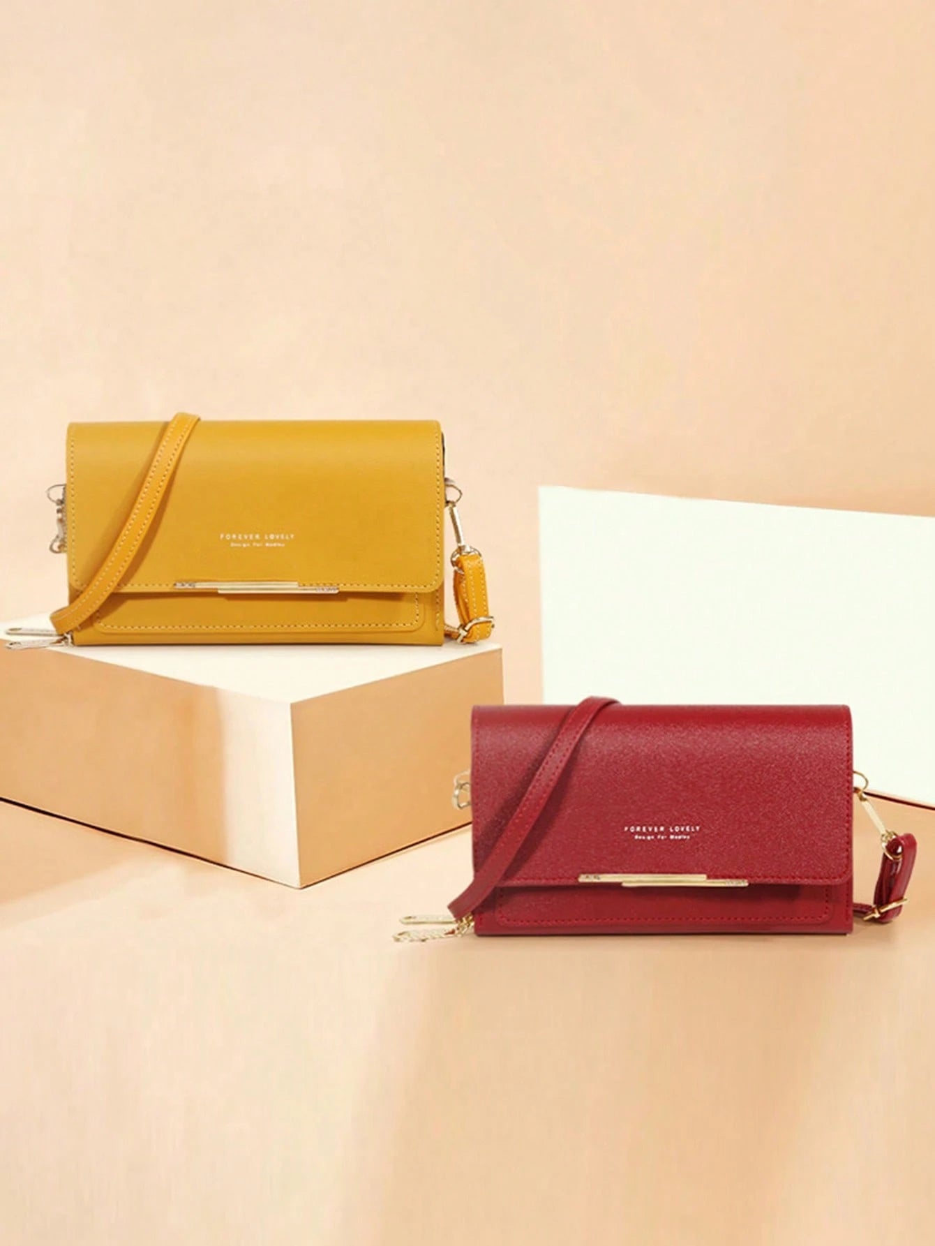 Fashion Faux Leather Long Wallet Women's Mini Crossbody Bag Zipper Phone Pouch (Zipper And Letter Design Random)
